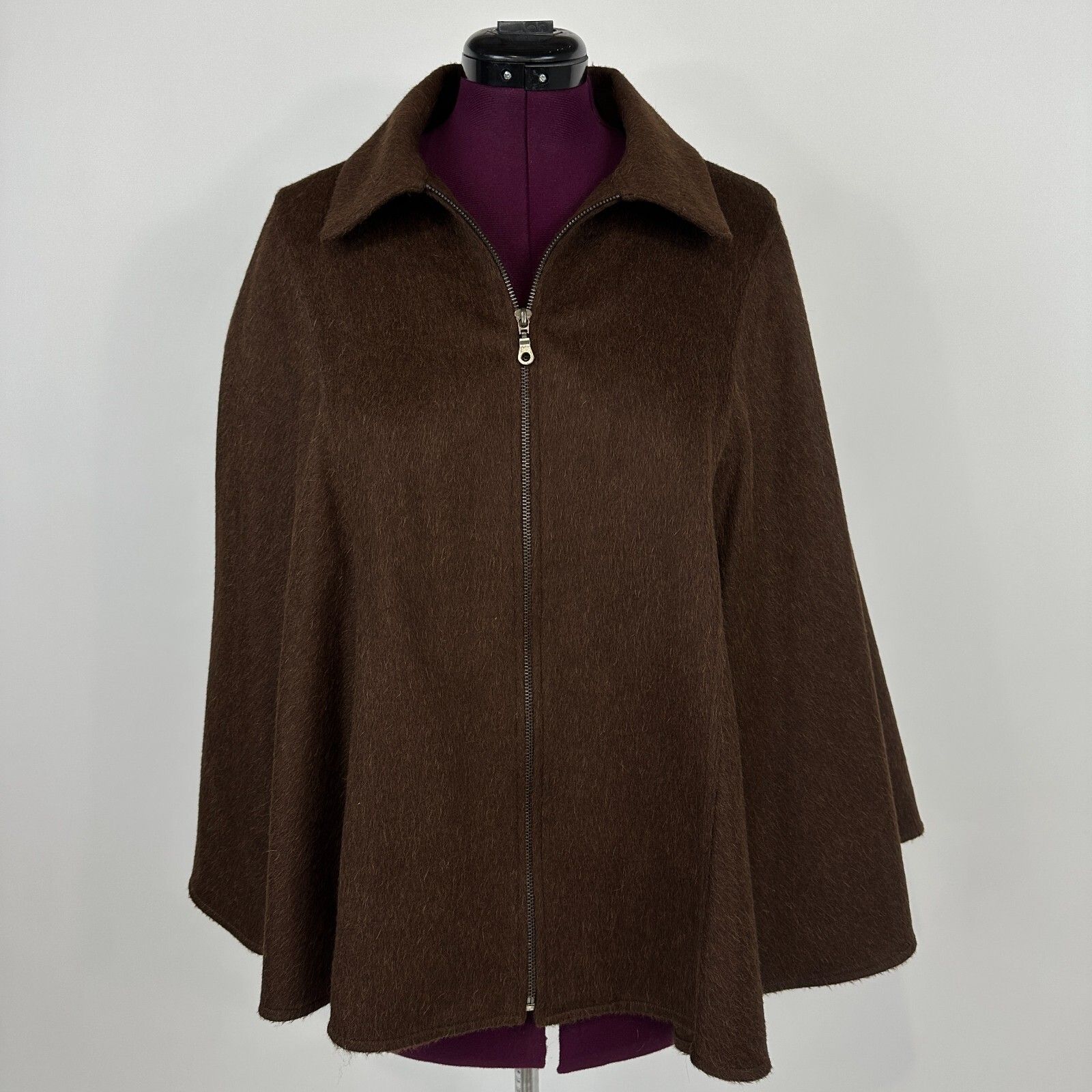 Tom Gutie Baby Alpaca Cape Os Chocolate Brown Oversized Peru Hand Finished Coat